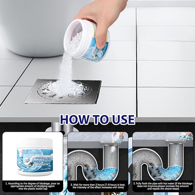 Pipeline Dredging Agent, Sink Drain Hair Clog Remover Cleaner, Unclogger Heavy Duty Bathroom Shower Pipeline Dredging Agent, Unclog Clogged Drains For Pipes, Toilets (260g)