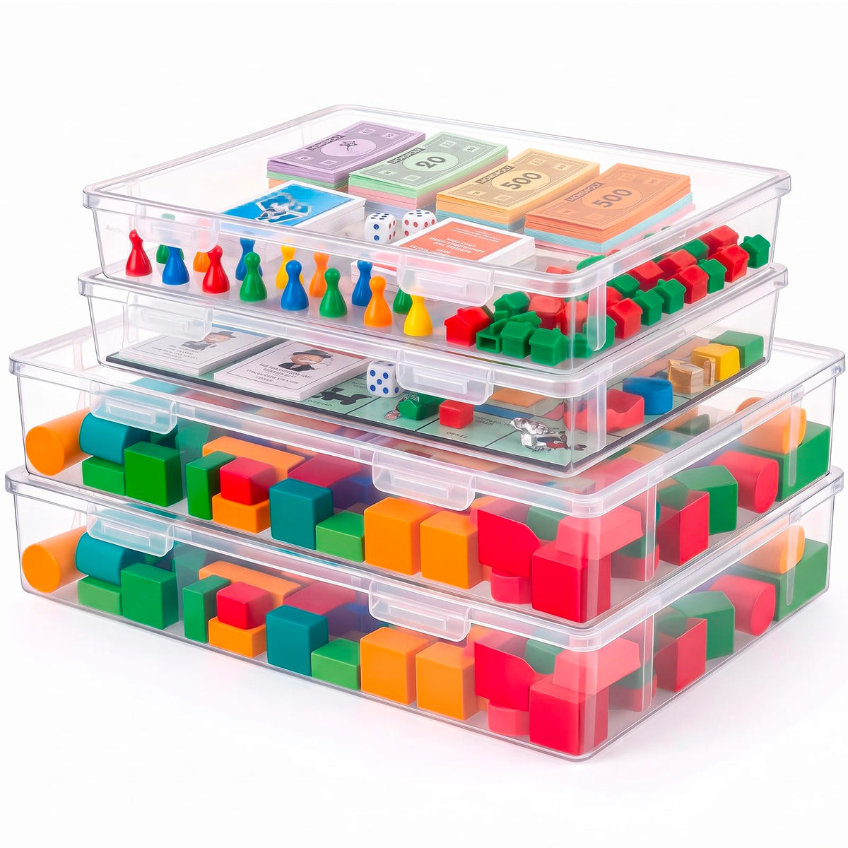 Gerrii 4 Pack Board Game Storage Organizer Box, 15"/ 12.8" - Image 1
