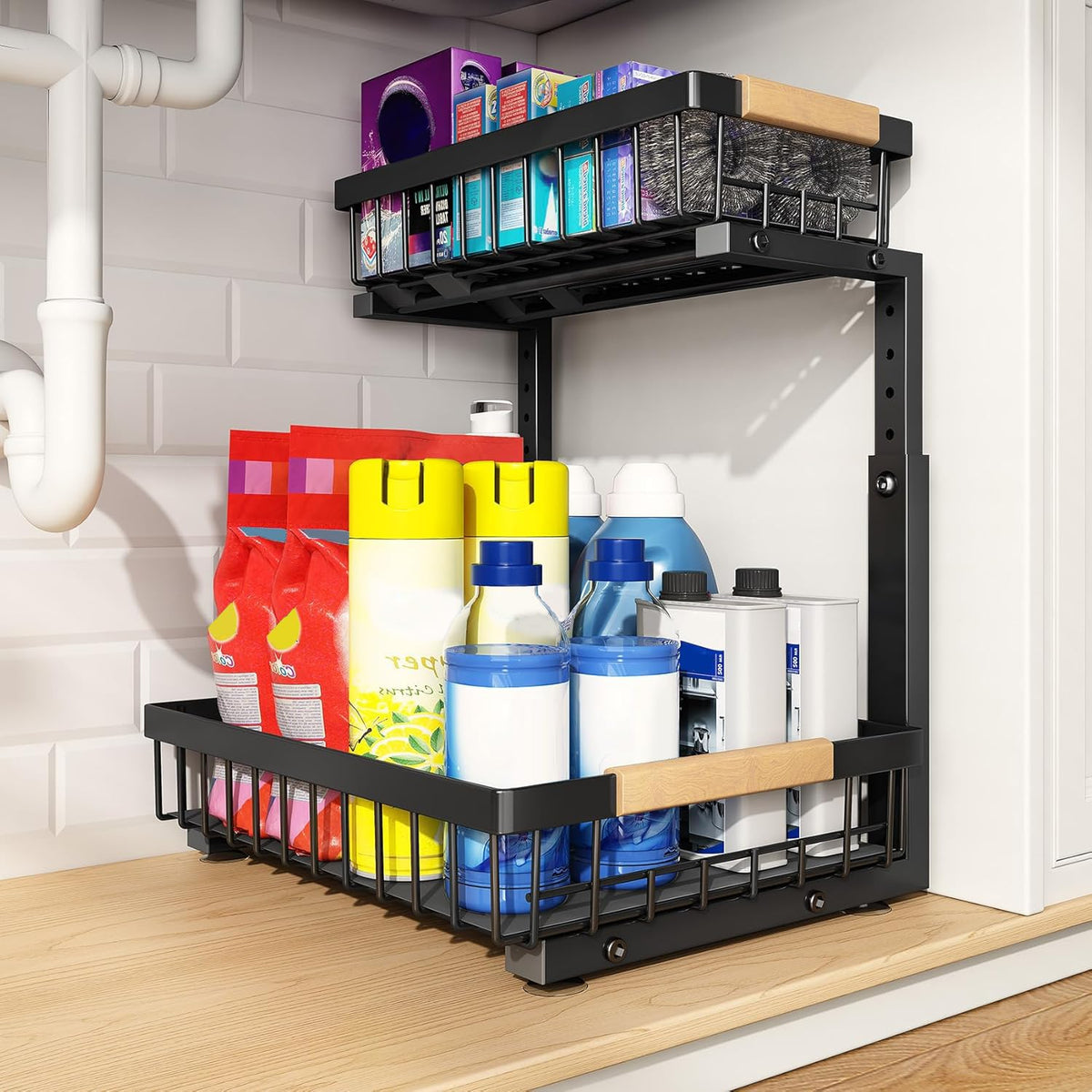 PXRACK Under Sink Organizer, Adjustable Height - Image 1