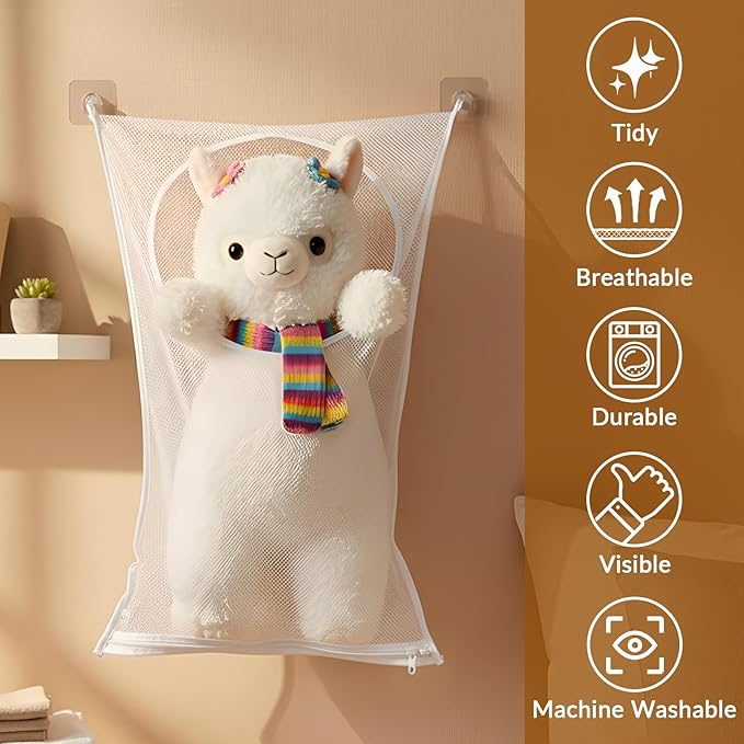Hanging Laundry Hamper Bag,30x20 Inch Foldable Wall Hanging Laundry Bag,Portable Space Saving Dirty Clothes Bags with 2 Adhesive Hooks for Dirty Clothes Organization Storage (1)