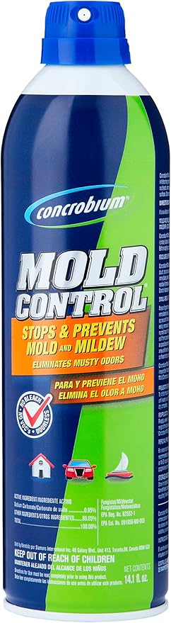 Concrobium Mold Control Aerosol, 14.1 oz – Eliminates & Prevents Mold – EPA Registered, Bleach-Free, Odorless, VOC-Free – For Indoor & Outdoor Surfaces, Mid-Sized Jobs, and Hard-to-Reach Areas