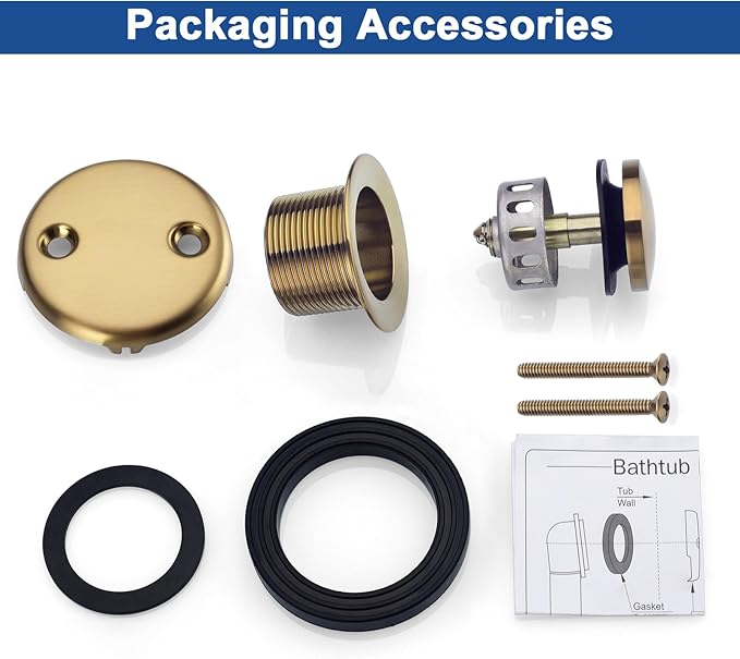 Brass Tip-Toe Tub Drain Kit with Basket Strainer and Two Hole Overflow Faceplate, Champagne Bronze