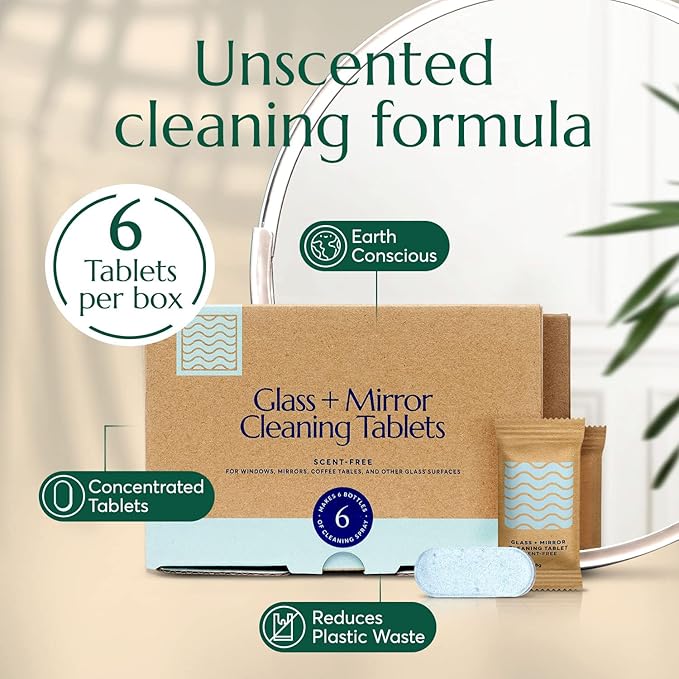 CLEANOMIC Glass and Mirror Cleaner, Dishwasher Pods & Reusable Kitchen Cloth Bundle