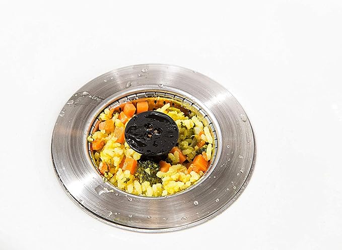 Kitchen SinkShroom Revolutionary Clog-Free Stainless Steel Sink Strainer, Black, 6-Pack