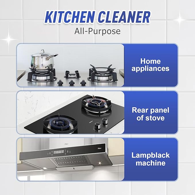 Kitchen Spray Cleaner and Degreaser,All Purpose Cleaner,Grease Remover, Oil-Dissolving Care and Cleaning Agent for Stove,Oven,Dishwasher,Appliances,3.38 Oz (3pcs)