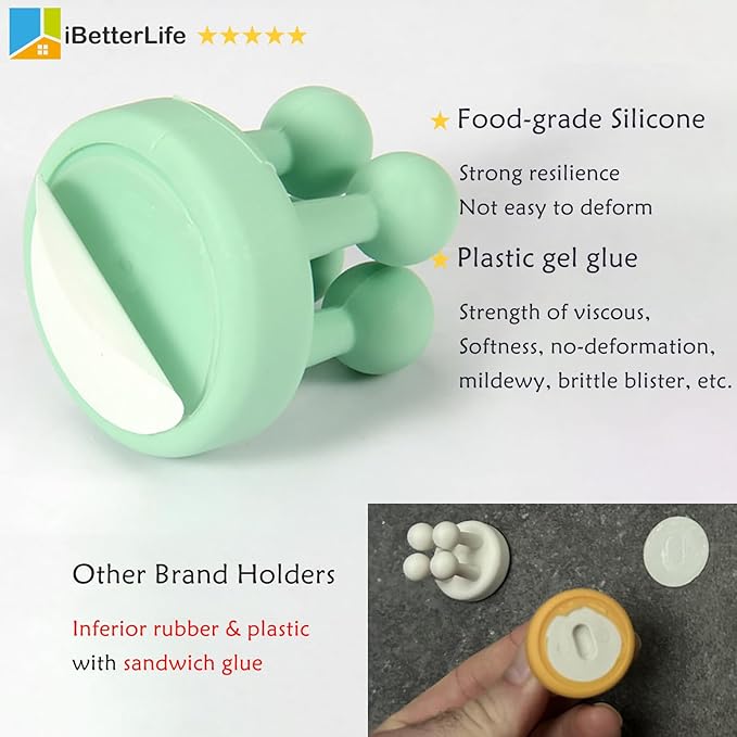 Razor Holder Shaver Hook Hanger Stand - 4Pcs Silicone Toothbrush Holders for Shower Wall Mounted Self Adhesive Cute Utility Bathroom Kitchen Organizer Storage Hook for Hanging Loofah Towel Tooth Brush