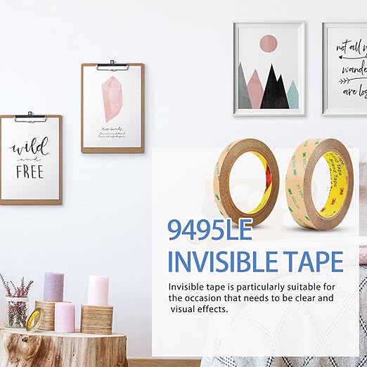 300LSE Double Sided Tape, 1in×45ft Clear Adhesive Mounting Tape Heavy Duty, Removable Picure Hanging Strips, Transparent Scrapbook Stickers, Thin Sticky Tape for Craft, Poster, LED Strips