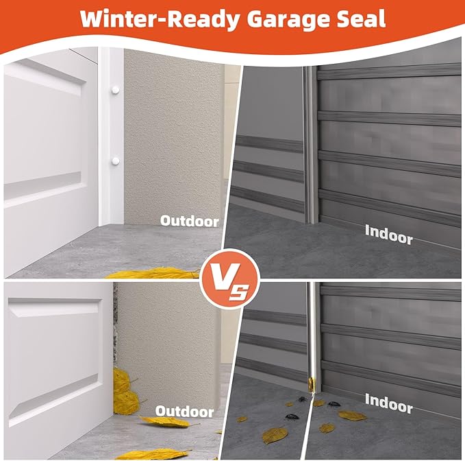 Garage Door Seal Top and Sides, 36 FT Universal TPE Weather Stripping Garage Door Trim Seal Weatherproofing Garage Door Seals with Nails and Lids in White