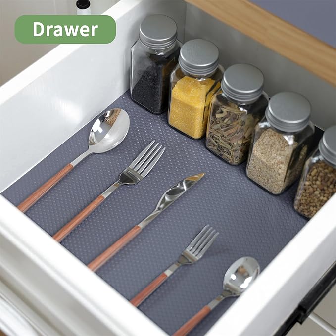 Shelf Liners 18 inch x 20 ft Kitchen Cabinets Liner Non-Stick Drawer Mats EVA Protector Shelving Cupboard Lining (Gray, 18 inch x 20 ft)