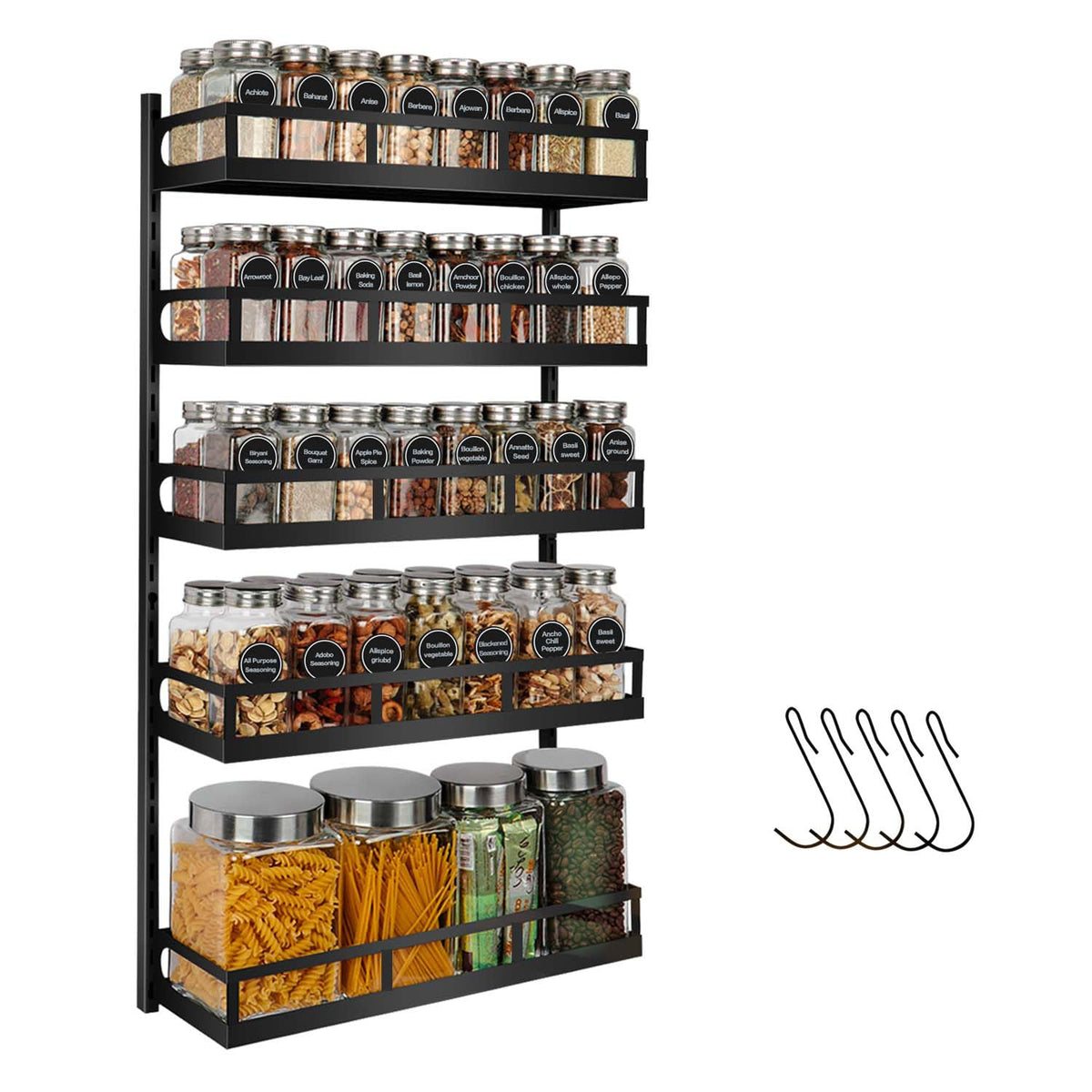 X-cosrack Wall Mount Spice Rack Organizer 5 Tier - Image 1