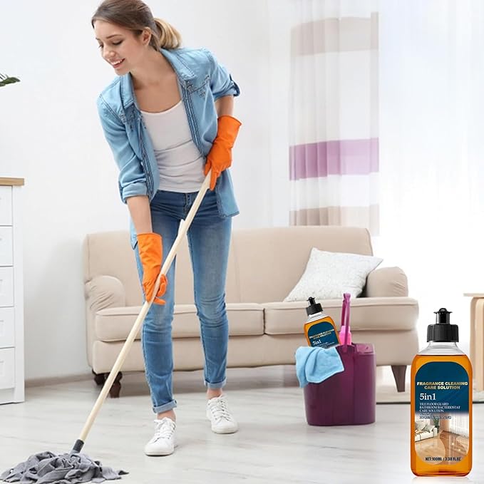 5 in 1 Floor Cleaner, 2026 Upgrade 5 in 1 Fragrance Cleaning Care Solution, Dual-Action Stain and Odor Remover for Hardwood Floor Cleaning, Natural Shine for Mopping Home Kitchen Bathroom (1Pcs)