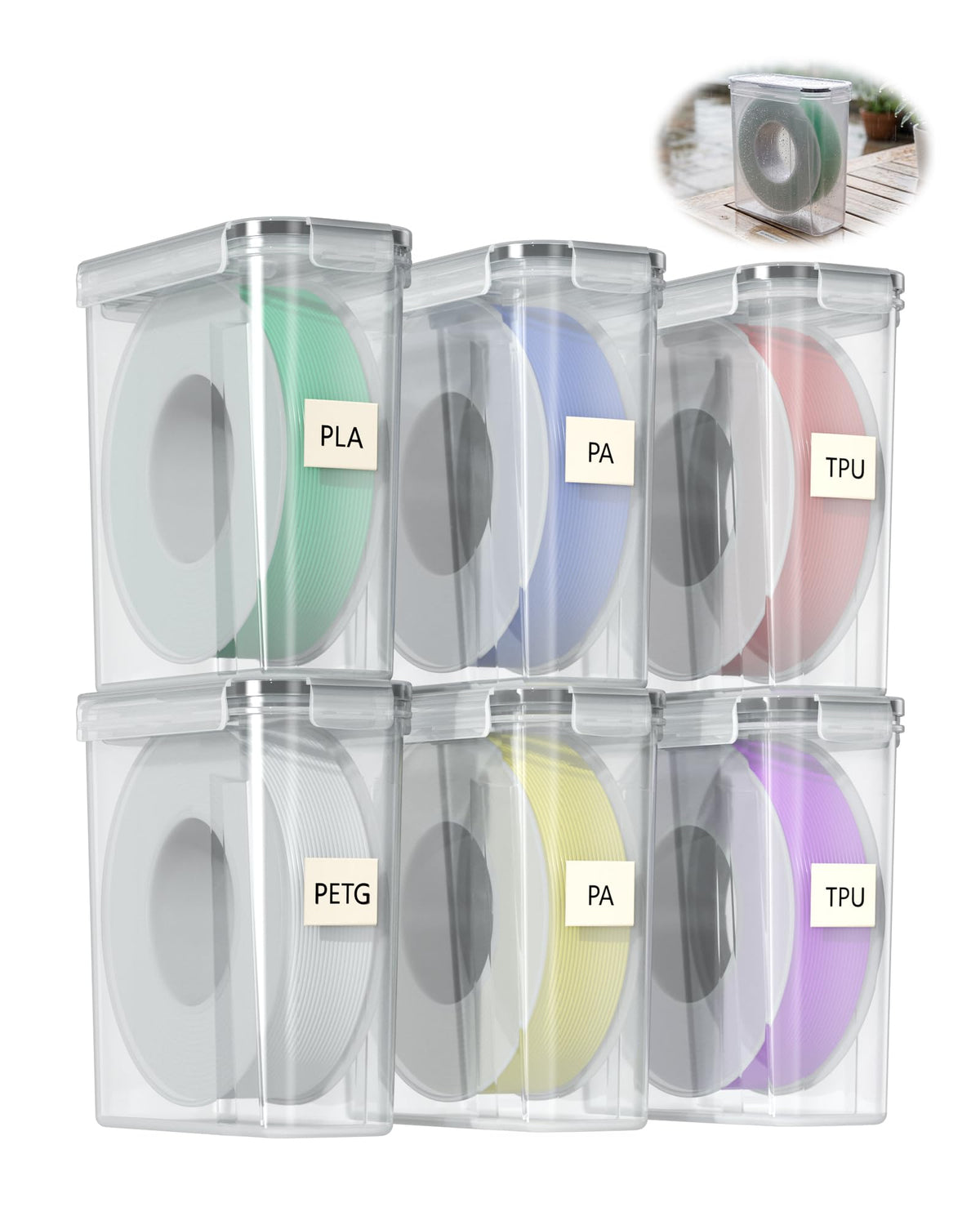 Filament Storage Box 6 Pack — Airtight 3D Printer Filament - Image 1