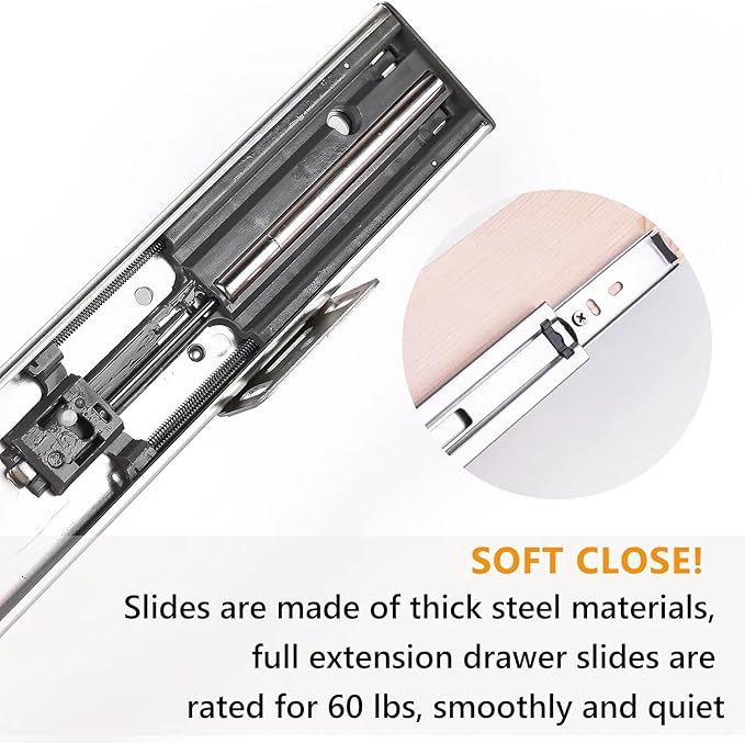 10”W x 21”D x 3”H Soft Close Slide Out Wood Drawer Organizer for Kitchen, (Cabinet Opening>11.5 inches for Bottom Assembly, Opening= 11 inches for Side Assembly)