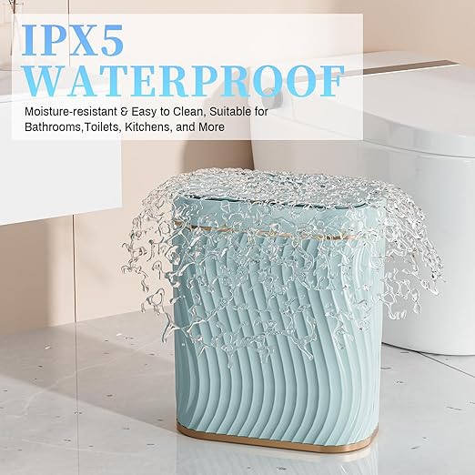 Bathroom Small Trash Can with Automatic Touchless Lid, 2.6 Gallon Smart Garbage Can Narrow Waterproof Trash Bin for Bedroom, Office, Living Room