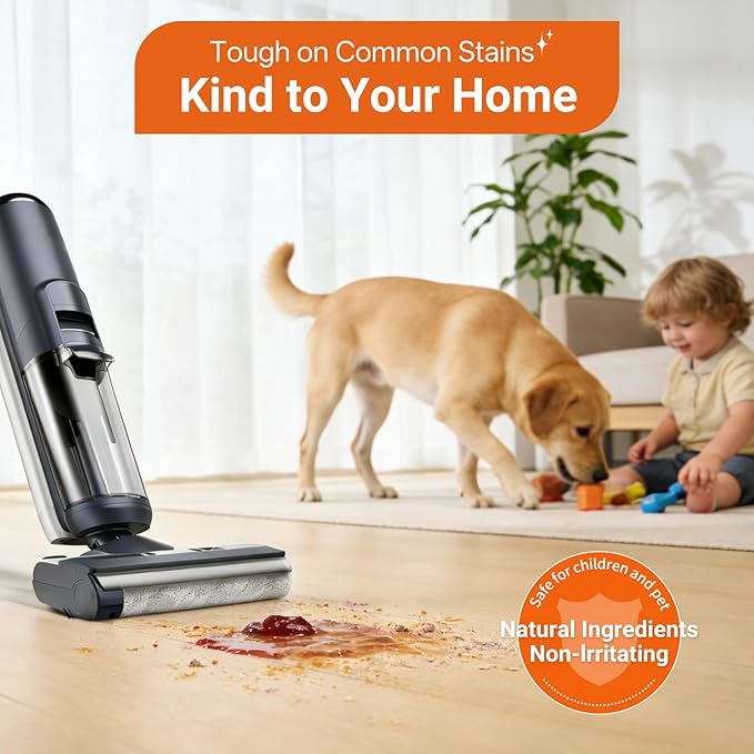 Floor Cleaner Compatible with Tineco Cleaning Solution, Suitable with All Robotic Vacuum Mop and Cordless Wet/Dry Vacuum Mop Cleaner, Multi-Surface Deodorizing & Cleaning Solution (2.5 L, Orange)