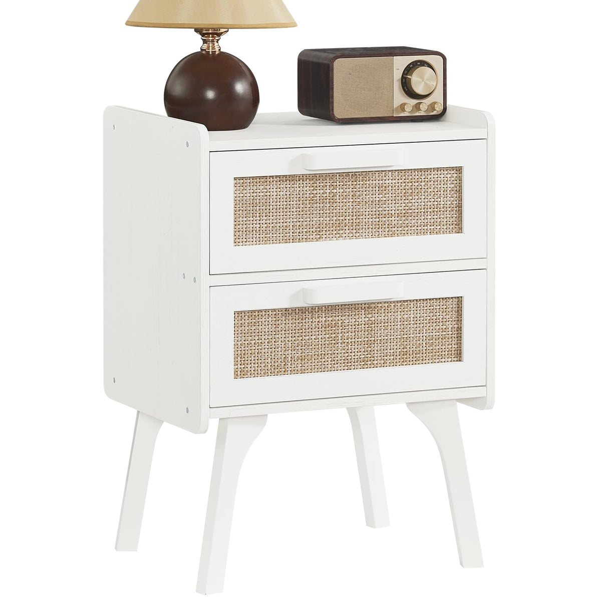 Lerliuo Rattan Night Stand for Bedroom, 2 Drawers - Image 1
