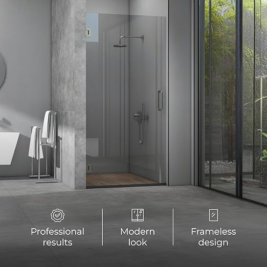 Fab Glass and Mirror Frameless Shower Door - 3/8" SGCC Tempered Safety Glass with SmartGuard Coating - Single Hinged Design - 30" x 72" Chrome Finish