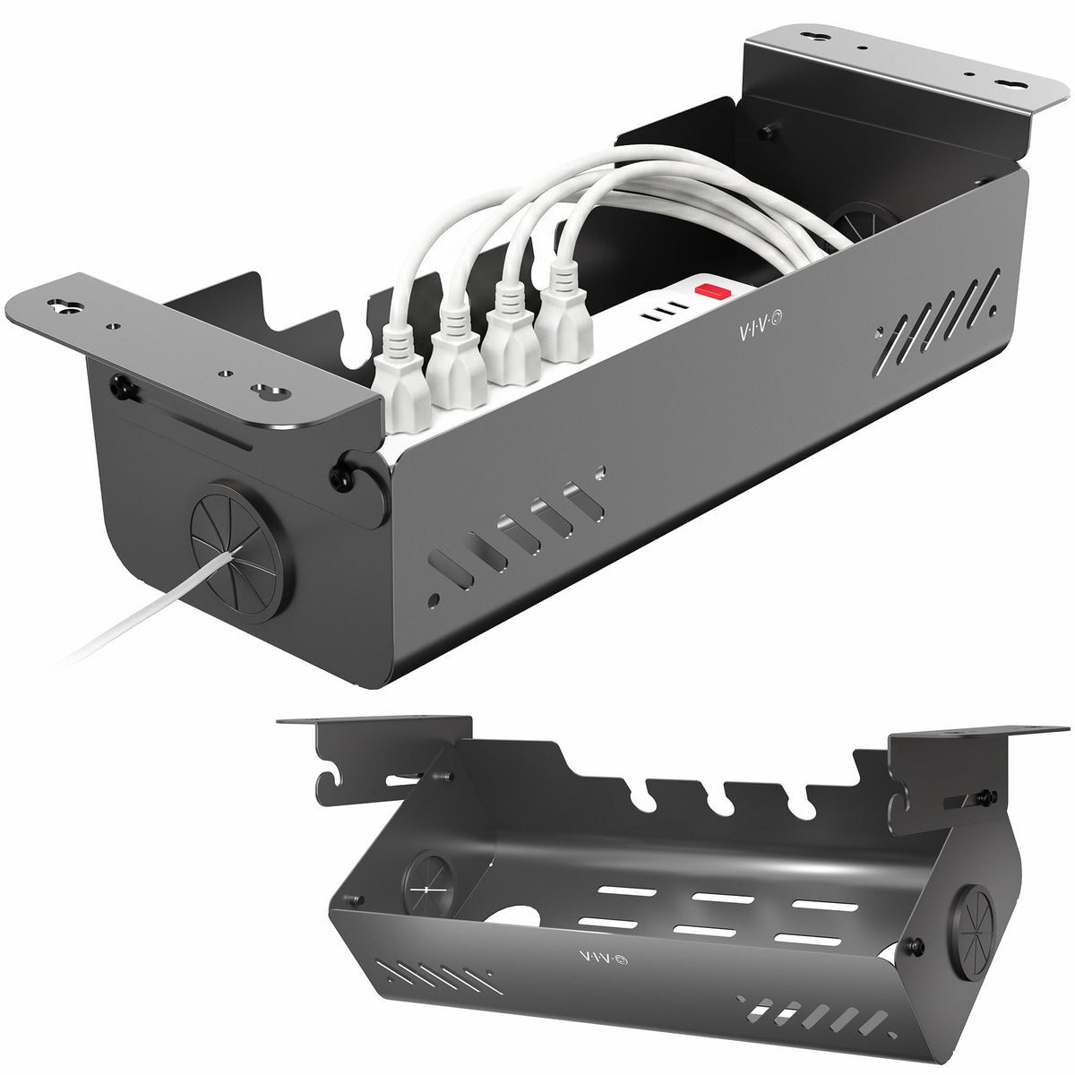VIVO Black Screw-On Flip-Open 19 in Cable Management Box - Image 1