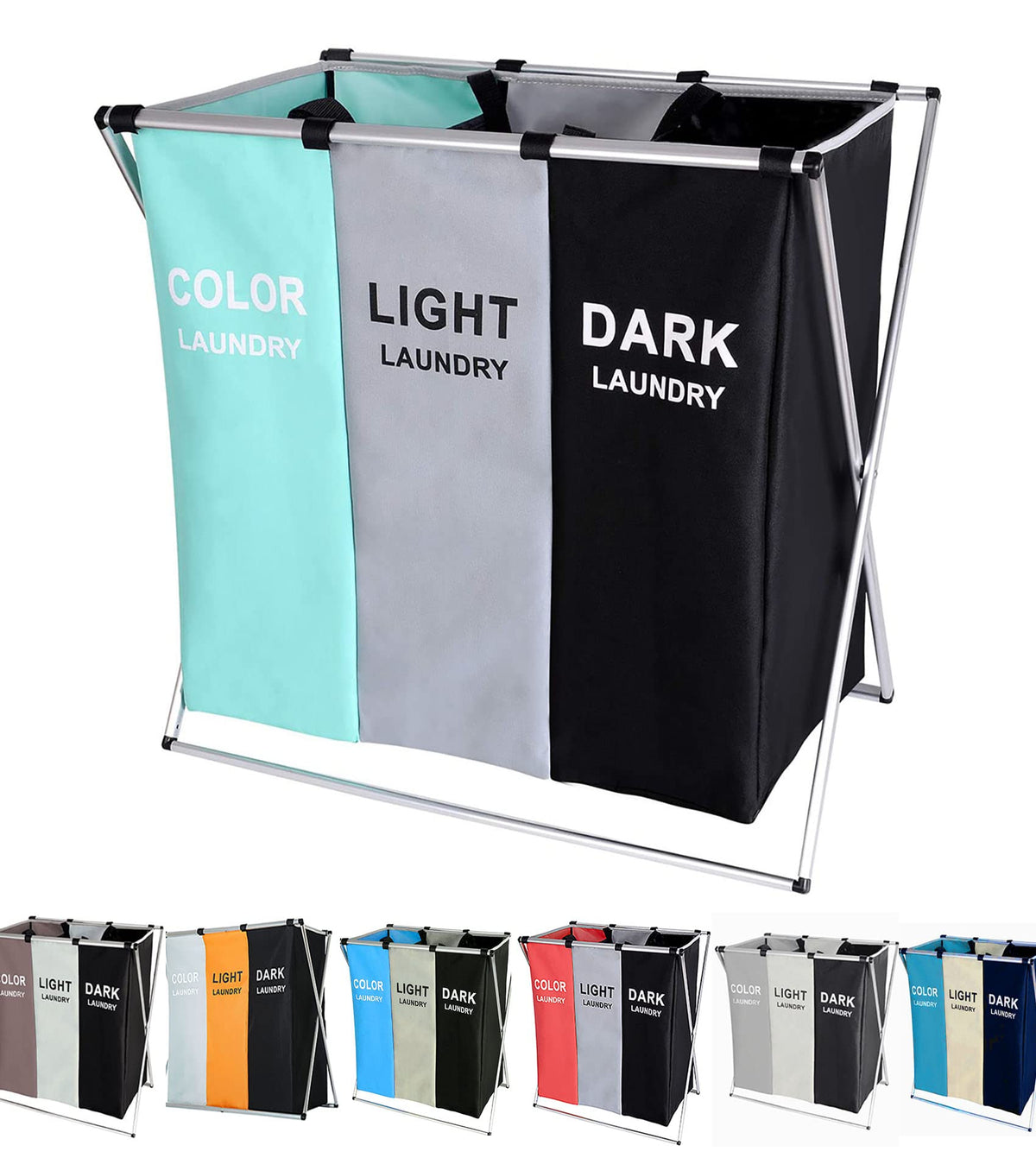 135L Laundry Cloth Hamper Sorter Basket Bin Foldable 3 - Image 1