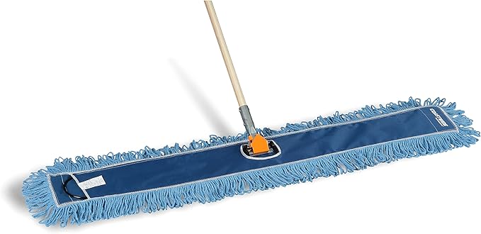 Professional Looped-End Dust Mop Head, Cotton, 48" x 5", Blue
