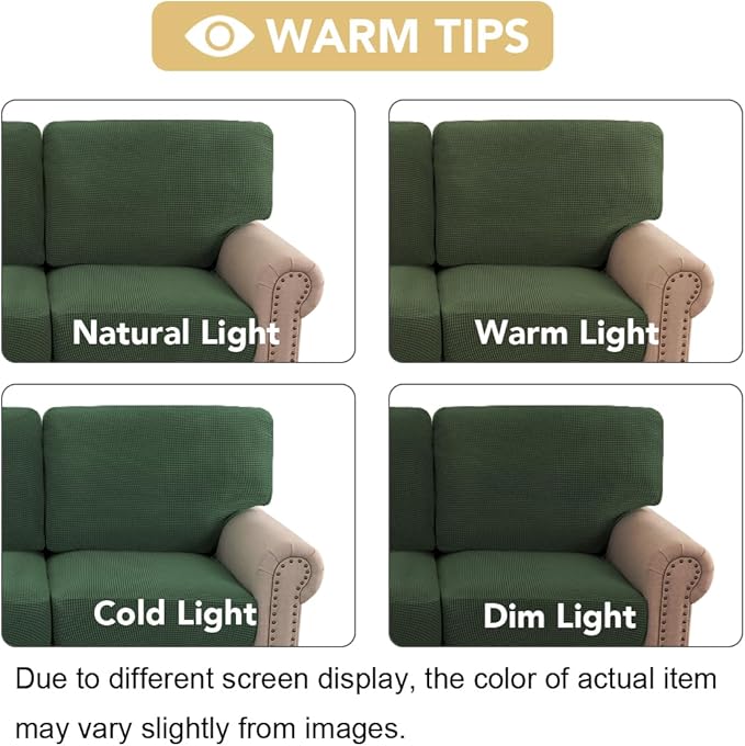 H.VERSAILTEX Multi-Pieces Sofa Covers Stretch Couch Covers Form Fitted Seats and Back Cushions Covers (2 Seat Covers Plus 2 Back Cusion Covers, Bonus 2 Armrest Covers), Bronze Green