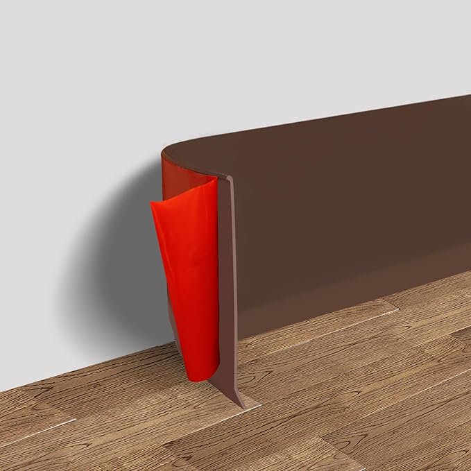Vinyl Wall Base Baseboard Molding Trim 4" Flexible Self Adhesive Rubber Wall Base Moulding Trim Peel and Stick Design, 4 Inch x 200 Feet, Brown