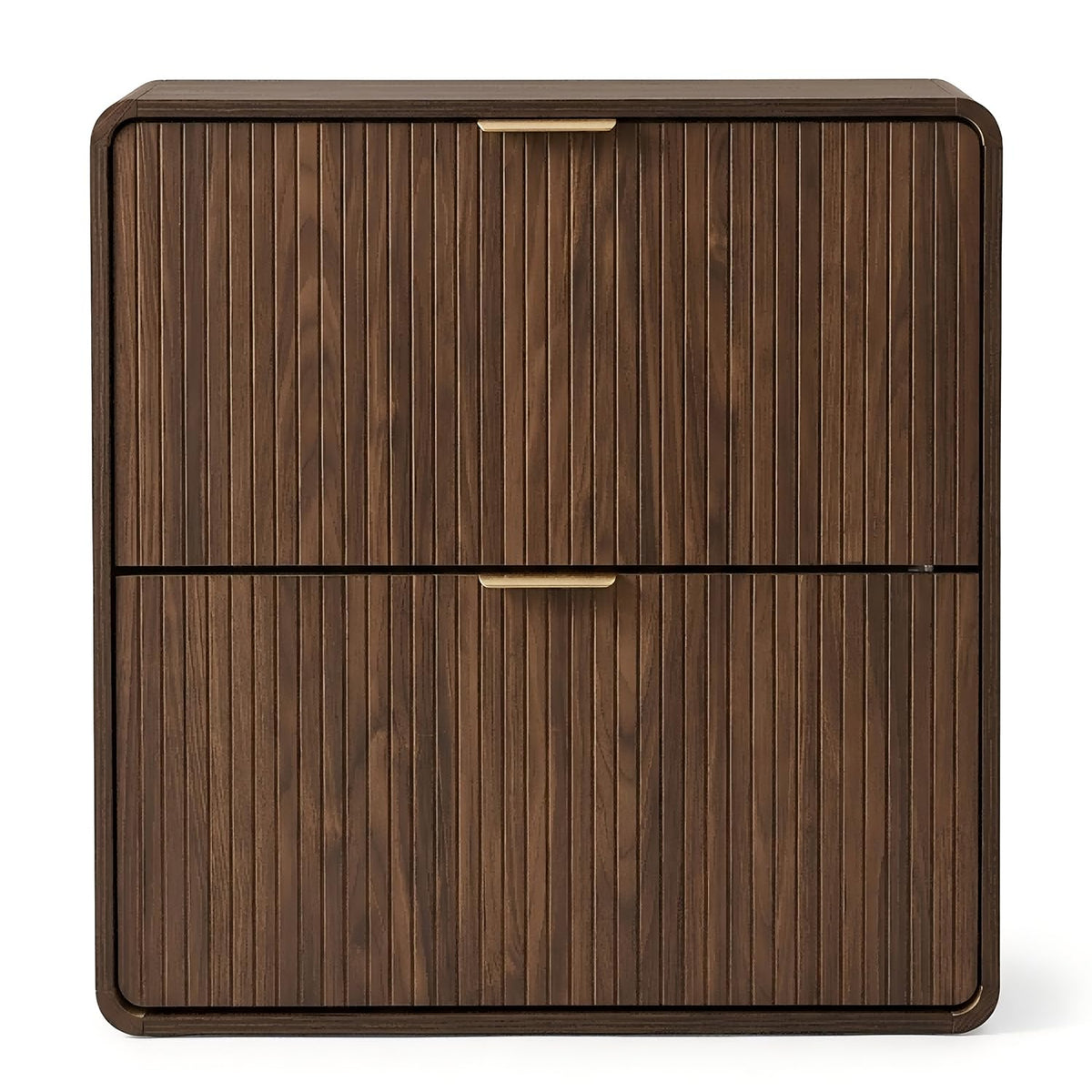 Modern Shoe Cabinet with 2 Flip Drawers, Fluted Panel - Image 1