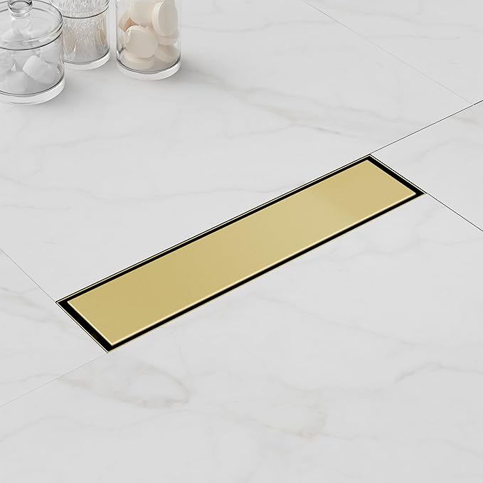 Linear Shower Drain 12 Inch,Modern Rectangle Shower Floor Drain with 2-in-1 Tile Insert Cover, Stainless Steel SUS 304, Linear Drain with Leveling Feet& Hair Strainer