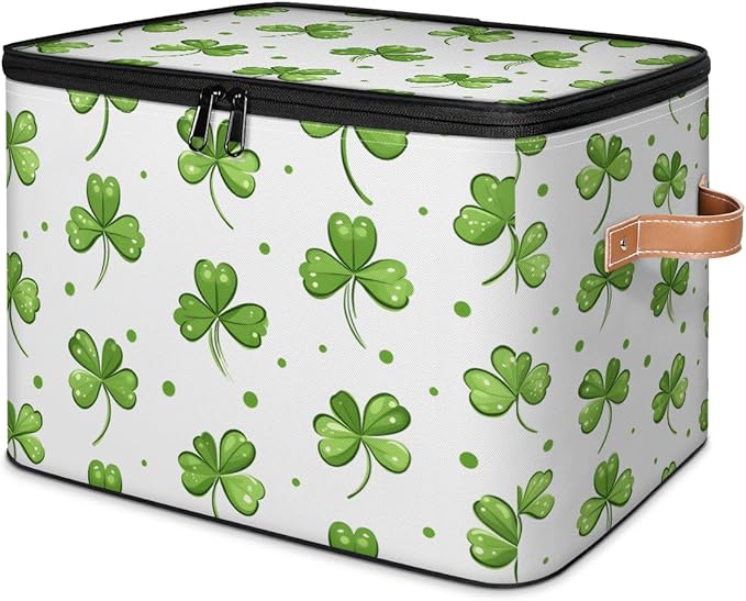 Clover Storage Baskets,Cubes Empty Gift Basket Foldable Storage Box Bin,Waterproof Leaf Open Shelf Basket Organizer for Kid Clothes Toy Bedroom Nursery Home Decorative Plant