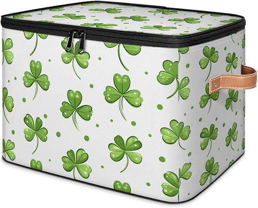Clover Storage Baskets,Cubes Empty Gift Basket Foldable Storage Box Bin,Waterproof Leaf Open Shelf Basket Organizer for Kid Clothes Toy Bedroom Nursery Home Decorative Plant