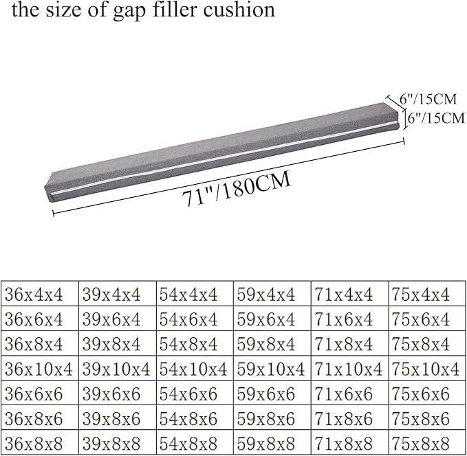 SAMTY Bed Gap Filler for headboard Space Gap Filler Bolster Pillow Stopper for Sofa Crack Filler Between Headboard and Mattress Extender California King Size 71x6x6 Inch