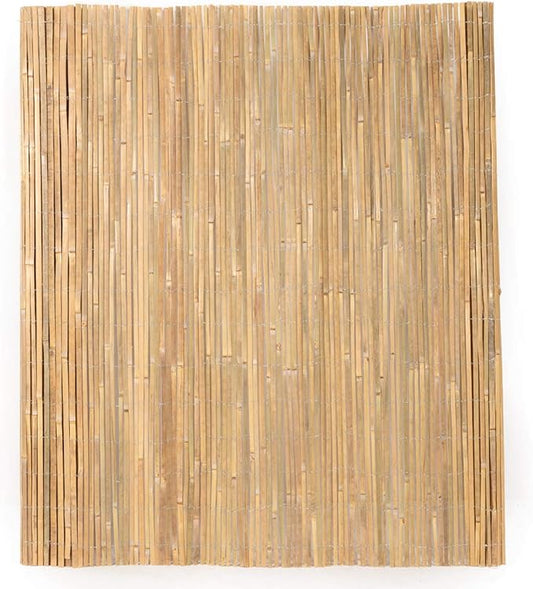 Mininfa Natural Bamboo Slat Screening, Eco-Friendly Privacy Slat Fence, Bamboo Screen Panel Roll for Balcony or as Wind and Sight Protection (1.2m x 4m)