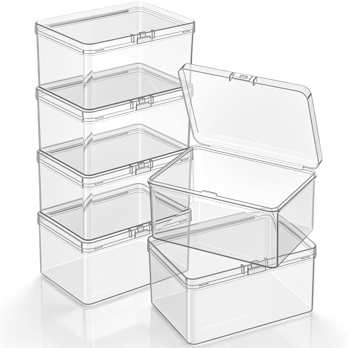 Jetec 6 Pieces Small Clear Plastic Storage Box, 4.3 x 3 x - Image 1