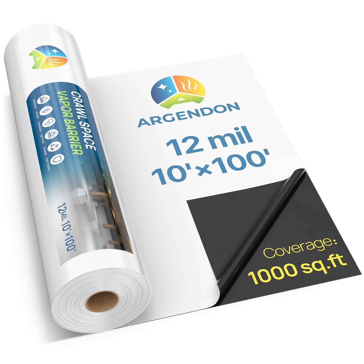 12 Mil Vapor Barrier for Crawl Space, 10'x 100'Plastic Sheeting - Image 1