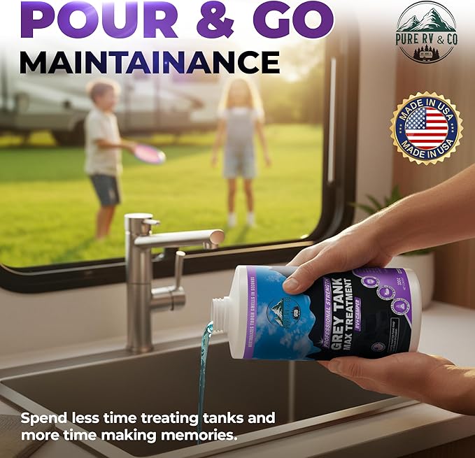 Grey Water Tank Treatment, Fast-Acting RV Holding Tank Treatment, Camper Toilet & RV Black Tank Cleaner, Non-pollutant Enzymatic Odor Eliminator, Safe for Septic & Marine Systems(32oz)