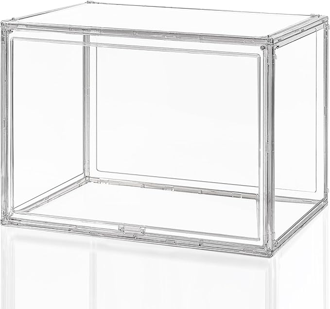 Clear Acrylic Display Case – Stackable Storage Box with Magnetic Lid, Dustproof Organizer for Collectibles, Figures, Shoes, and Books – Large Size 14.2"x8.7"x10.6"