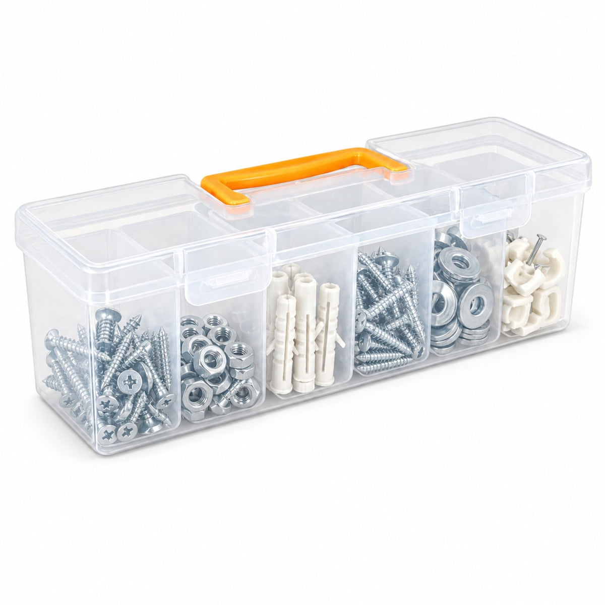 Tool Box Organizer, Clear Plastic Small Tool Box With 6 - Image 1