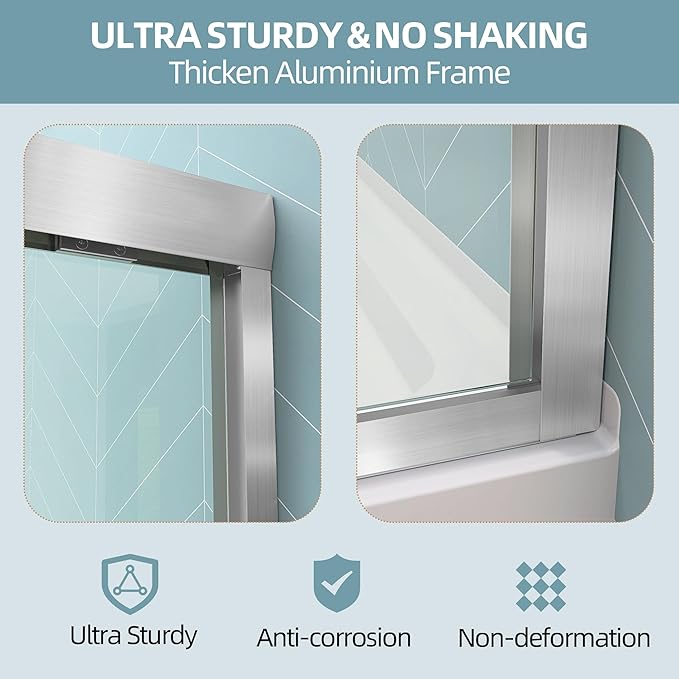 GETPRO Bathtub Sliding Door 50-54 in. W x 58 in. H Semi-Frameless Bypass Double Sliding Tub Shower Door for Bathroom,1/4 inch Clear Tempered Glass Bathtub Door Brushed Nickel