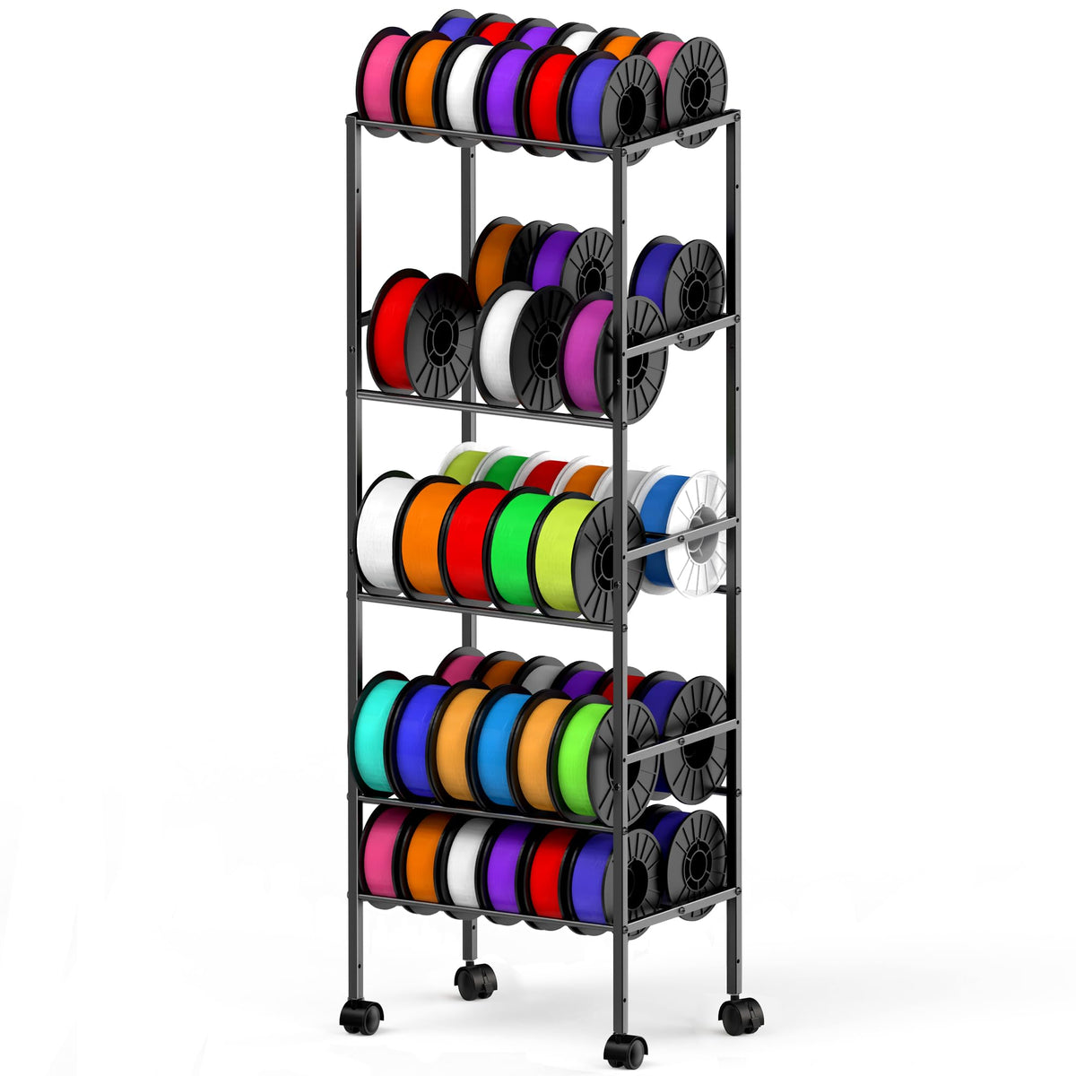 3D Printer Filament Storage Rack with Wheels, 5-Tier - Image 1