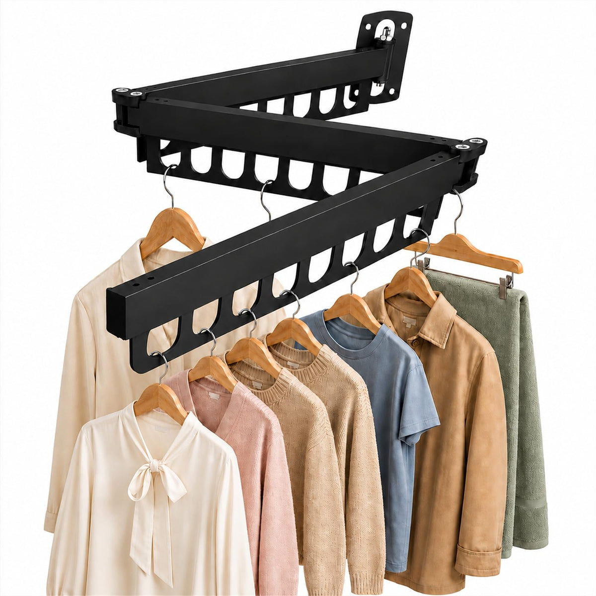 Retractable Wall Mounted Clothes Drying Rack, Rustproof - Image 1