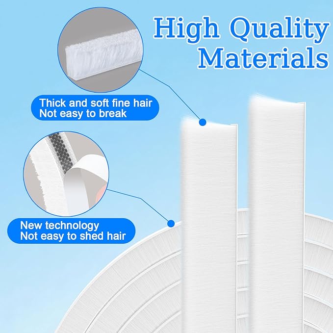 Weather Stripping Door Window Seal Strip 33 Ft, Selfadhesive Strong Adhesion, soundproofing, Draft Blocker, Dustproof, Suitable for Doors and Windows Cabinet Doors, 0.2 Inch Thick, White