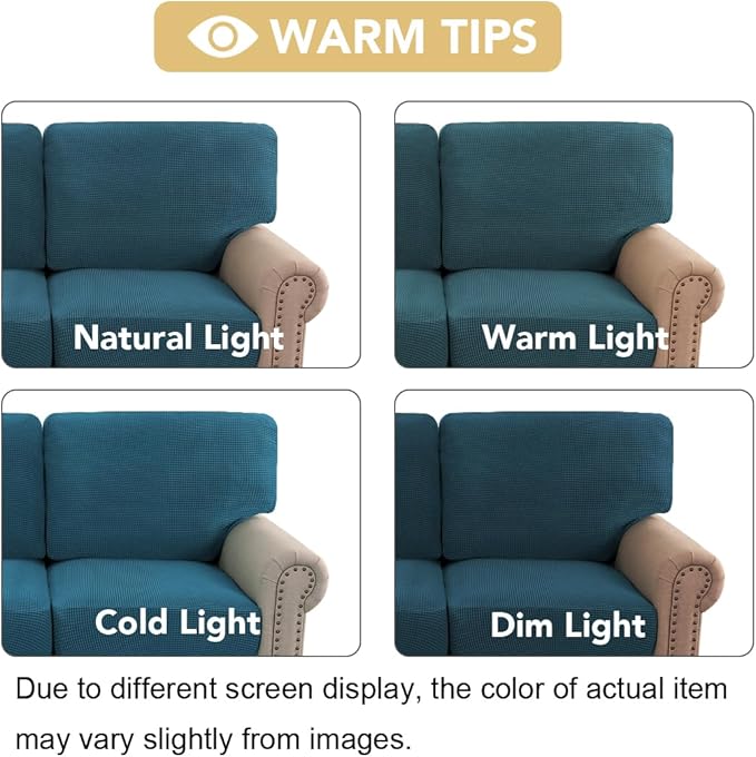 H.VERSAILTEX Multi-Pieces Sofa Covers Stretch Couch Covers Form Fitted Seats and Back Cushions Covers (3 Seat Covers Plus 3 Back Cusion Covers, Bonus 2 Armrest Covers), Deep Teal