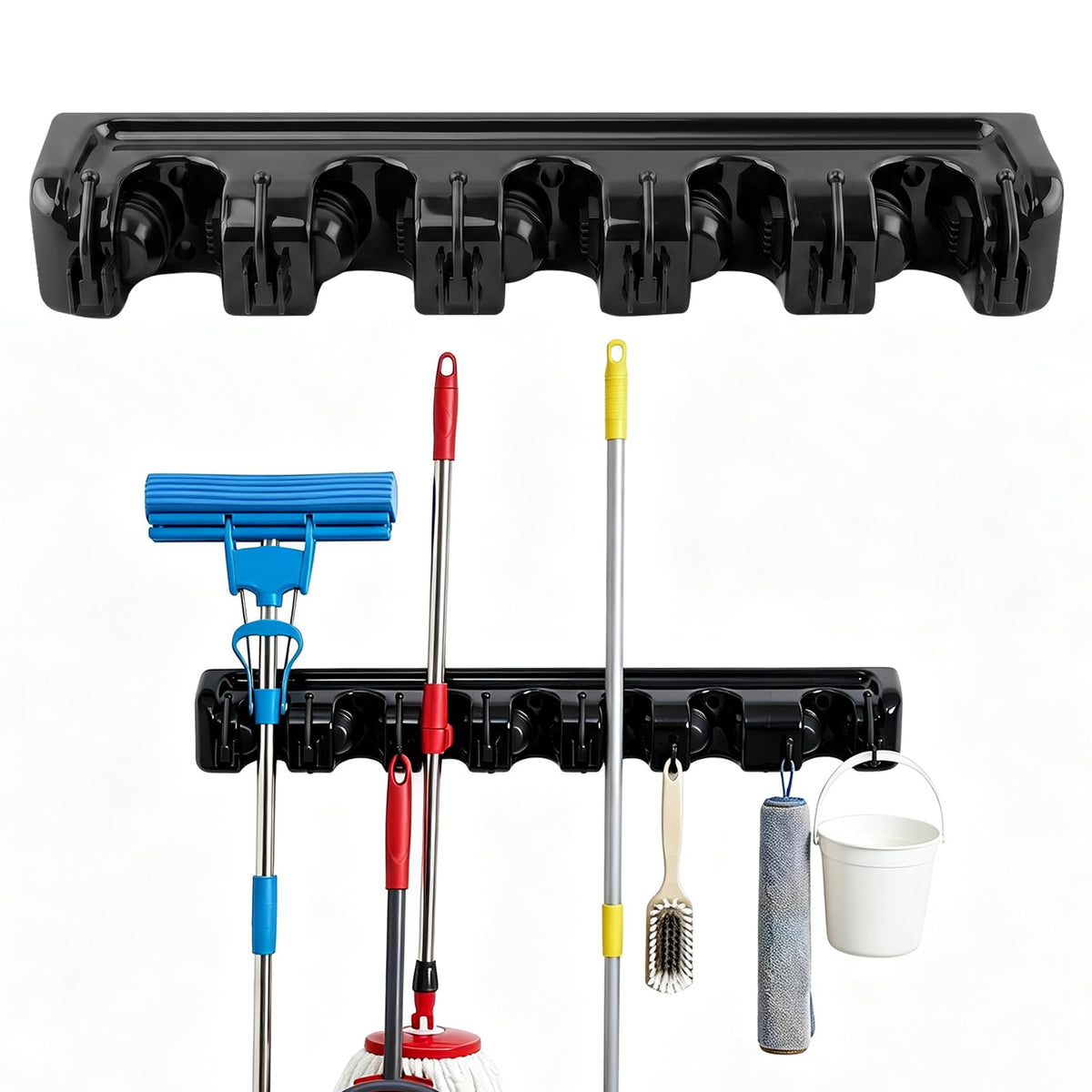 2 Pack Wall Mount Broom Holder, Broom and Mop Organizer - Image 1