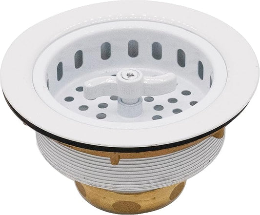 Westbrass R213-50 Wing Nut Style Large Kitchen Basket Strainer, Powder Coat White
