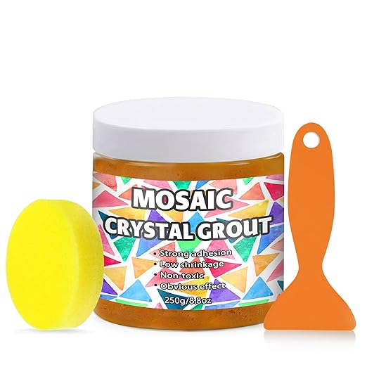 Mosaic Crystal Grout, Mosaics Tile Tools, Mosaic Tile Accessories – Essential for Handmade Grouting and Perfect for DIY Craft Projects (Orange, 8.8oz)