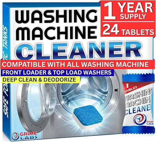 Washing Machine Cleaner Tablets - Penetrating Deep Clean Washer Cleaner Tablets For Front Loader And Top Load HE - Active Formula Tub Descaler Deodorizer