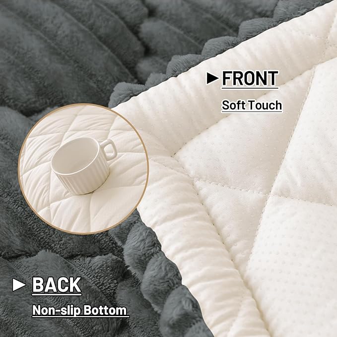 Smiry Pet Couch Cover for Dogs Washable, Non-Slip Fuzzy Couch Covers for 3 Cushion Sofa Pet Friendly, Soft Thick Furniture Protector Sofa Slipcover Mat for Dogs (Dark Grey, 27.6" x 70.9")