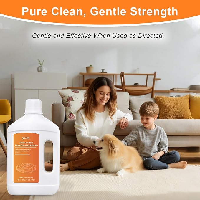 Snowlily 1000ML Floor Cleaning Solution, Residue & Streak Free, Low Foam Floor Cleaner for Mopping, for Robot Vacuum Mops & Wet Dry Vacuum Cleaners, Orange Scent