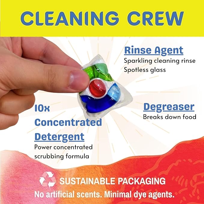 Eco Scrubz Deep Dishwasher Machine Cleaner Unscented, 12 Count Tablets - 1 Year Supply plus Eco-Shines Dishwasher Detergent Pods With 3 in 1 Power of Liquid, Powder, and Gel for Brig