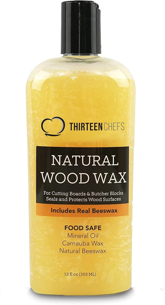Cutting Board Wax and Conditioner with Food Grade Beeswax - Treat Wood Countertops, Butcher Blocks, Wooden Utensils and Bowls - Made in USA (12oz)